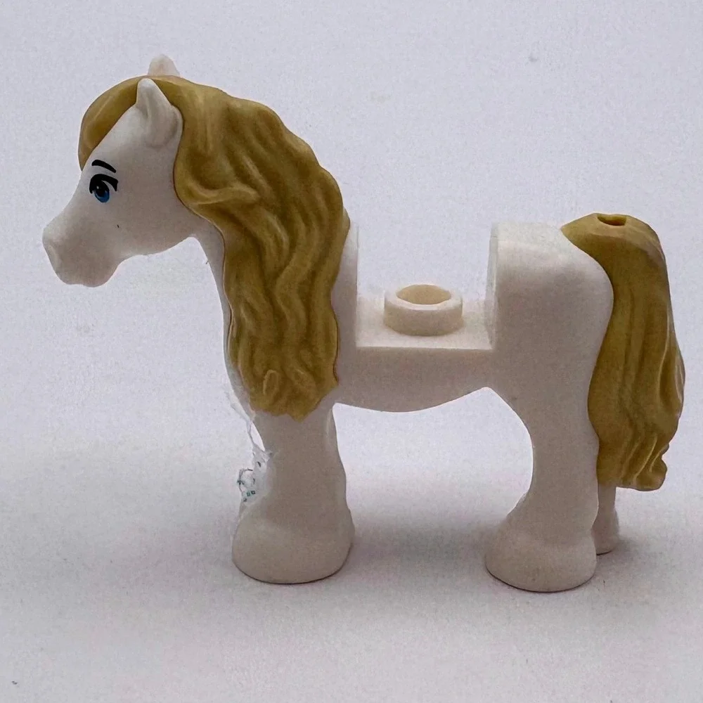 LEGO Friends White Horse w/ Tan Mane and Tail Animal Figure Mini‎ Doll Accessory